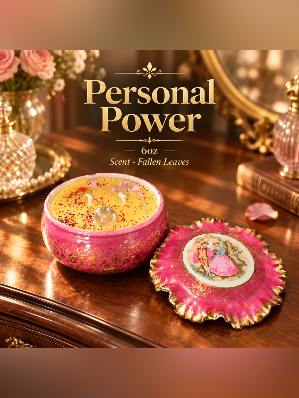Personal Power Intention Candle in a - Ceramic Japanese Trinket Box - READ